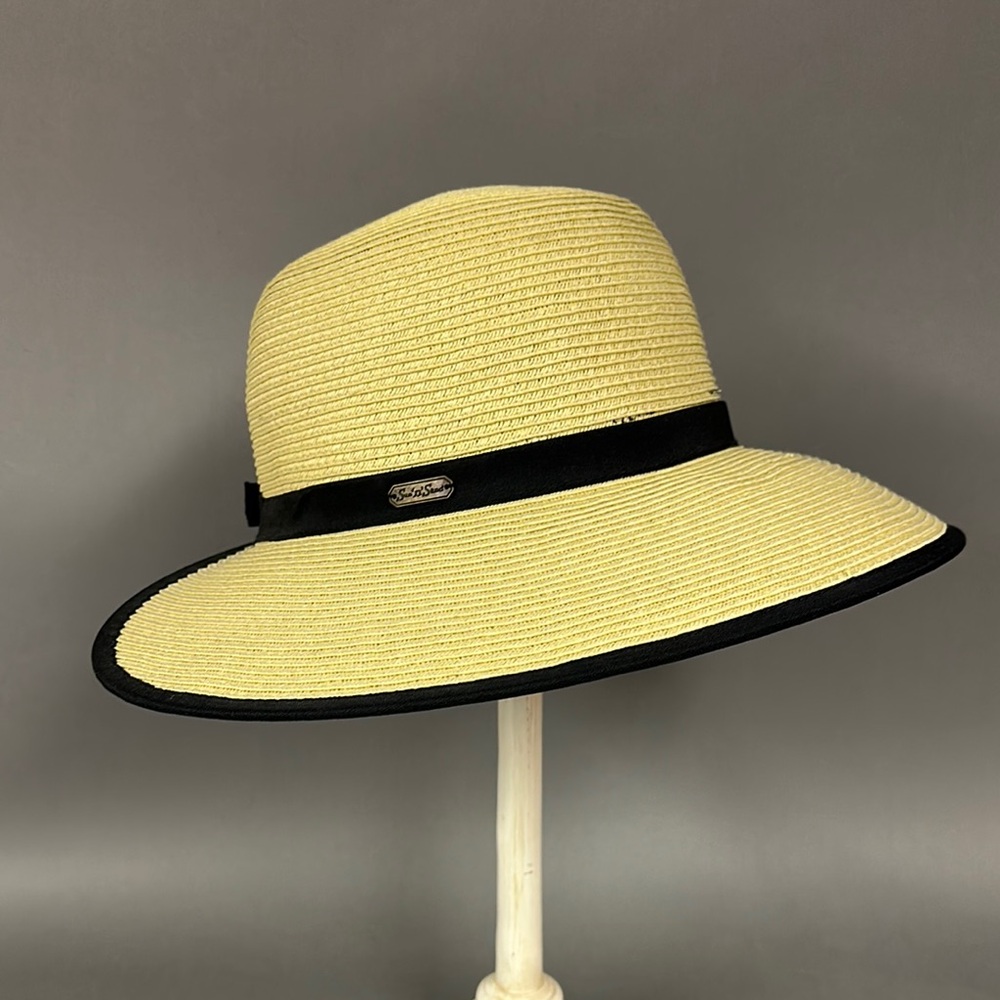 Stylish Sun n Sand Straw Hat with Black Trim